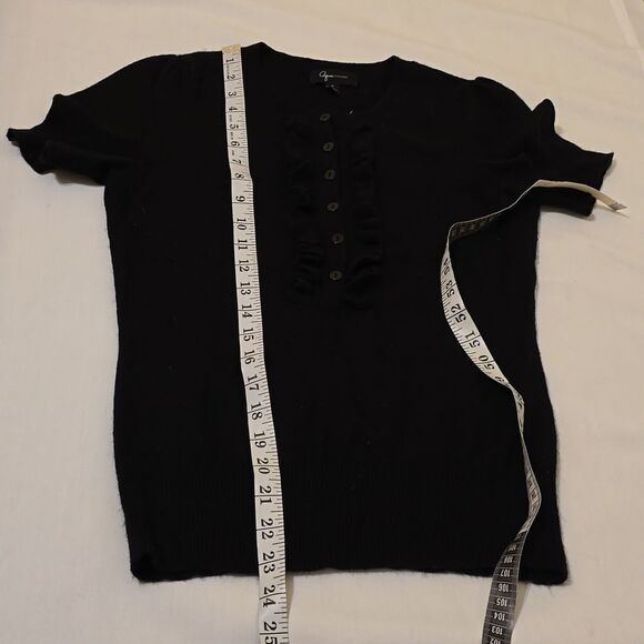 Aqua Cashmere short sleeve sweater with ruffle, sz S - Picture 6 of 9